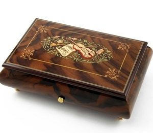 Elegant 50 Note Music Box with Musical Theme and Ornament Inlay