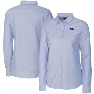 Women's Cutter & Buck Light Blue Baltimore Ravens Oxford Stretch Long Sleeve Button-Up Shirt