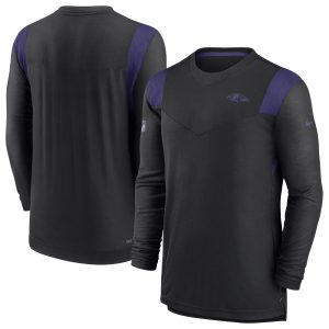 Men's Nike Black Baltimore Ravens Sideline Tonal Logo Performance Player Long Sleeve T-Shirt