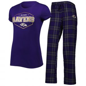 Women's Concepts Sport Purple/Black Baltimore Ravens Badge T-Shirt & Pants Sleep Set