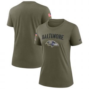 Women's Nike Olive Baltimore Ravens 2022 Salute To Service Legend T-Shirt