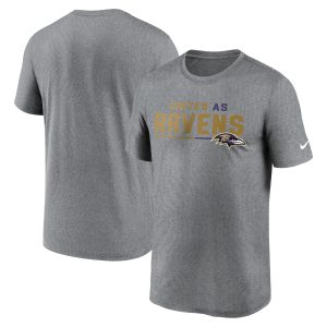 Men's Nike Heather Gray Baltimore Ravens Legend Team Shoutout Performance T-Shirt