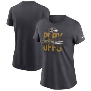 Women's Nike Anthracite Baltimore Ravens 2022 NFL Playoffs T-Shirt