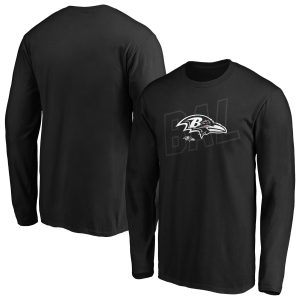 Men's Fanatics Branded Black Baltimore Ravens Code Metallic Long Sleeve T-Shirt