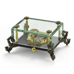 Alluring 18 Note Crystal Music Box with Detailed Dragon Feet
