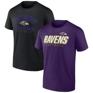 Men's Fanatics Branded Purple/Black Baltimore Ravens Player Pack T-Shirt Combo Set
