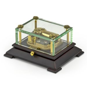 Exclusive 30 Note Crystal Music Box with Contemporary Wooden Base