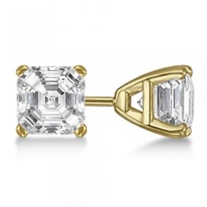0.75ct. Asscher-Cut Diamond Stud Earrings 14kt Yellow Gold (H, SI1-SI2)