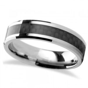 Black Carbon Fiber Inlay Carbide Tungsten Wedding (6mm)