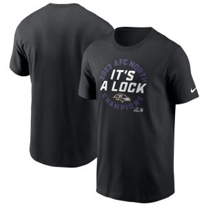 Men's Nike Black Baltimore Ravens 2023 AFC North Division Champions Locker Room Trophy Collection T-Shirt